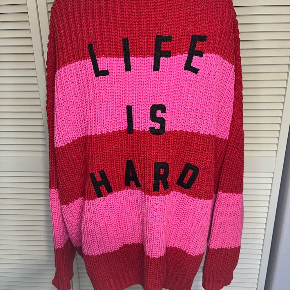 Lazy Oaf Red and Pink Statement Sweater